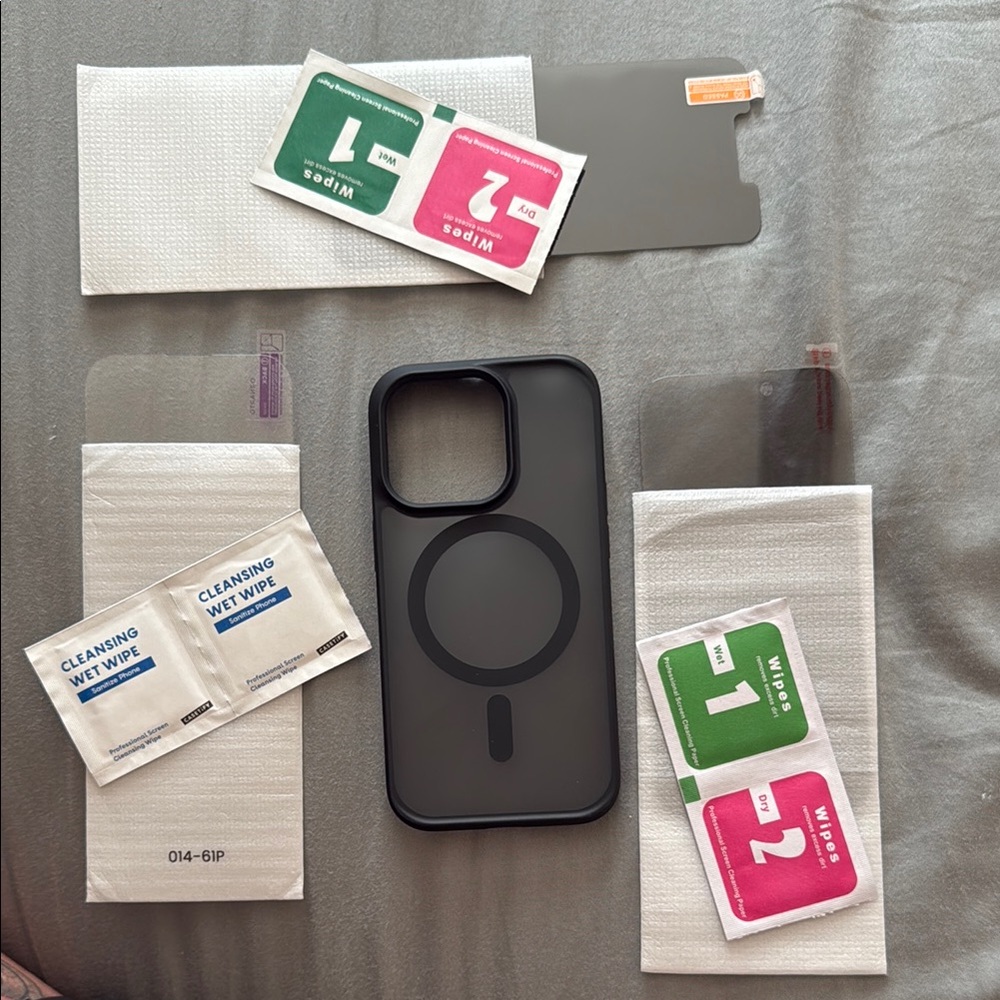 Black 14 pro iPhone Case with Screen Protectors
